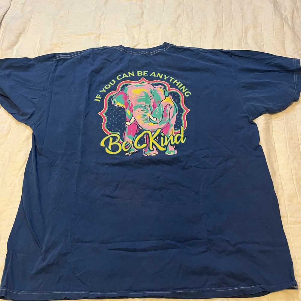 Blue Shirt with Elephant Kindness Design
